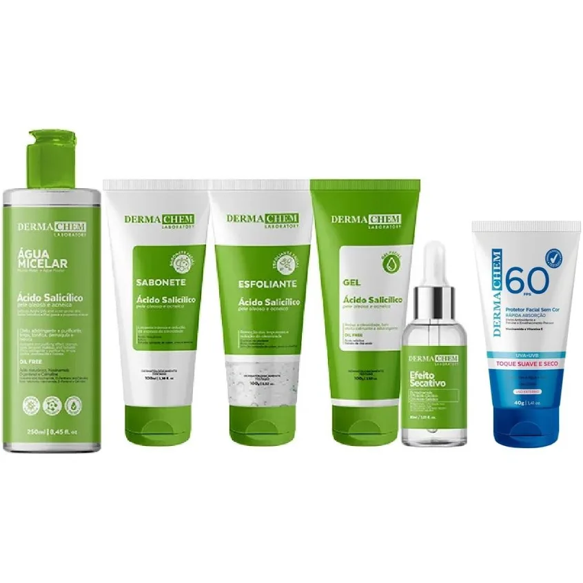 Kits Skincare Limpeza de Peles Oleosas Salicilico Anti Acne Protetor Solar
